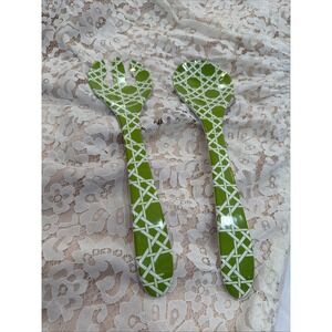 Crown & Ivy Salad Serving‎ Set Beautiful Green Lattice